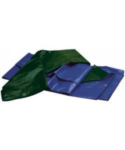 Telo multiuso antistrappo occhiellato colore verde e blu 3x4 m